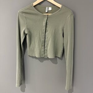 H&M Sage Green Cropped Cardigan